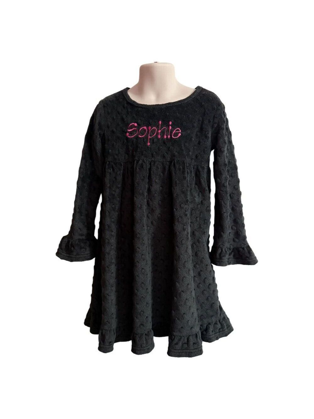 Smockadot Kids Monogram Sophie Black Fleece Dress Size 4T